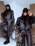 Crop faux leather jacket "TOFFEE NUT CV2195-10" - choco